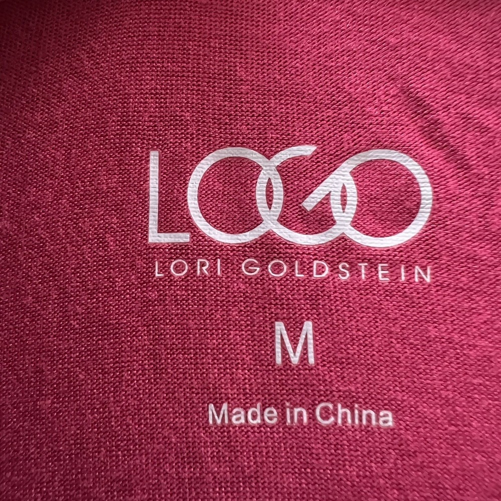 LOGO by Lori Goldstein V Neck Tunic Top Burgundy Asymmetrical Hem Size Medium - Picture 10 of 10